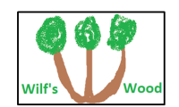 Wilfs wood logo - children's drawing of trees