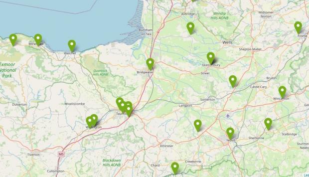 Map of growing projects in Somerset