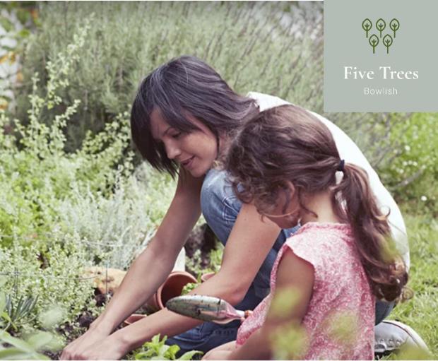 image of parent and child gardening