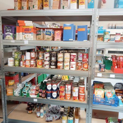 pantry store cupboard foods on shelving