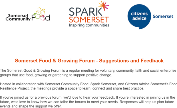 screenshot of forum survey front page