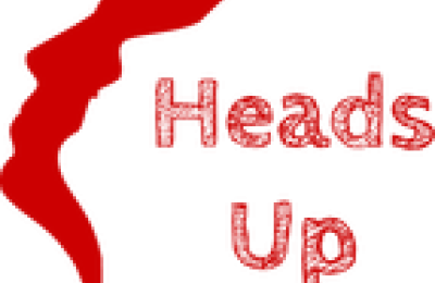 Heads up logo - 2 faces looking up