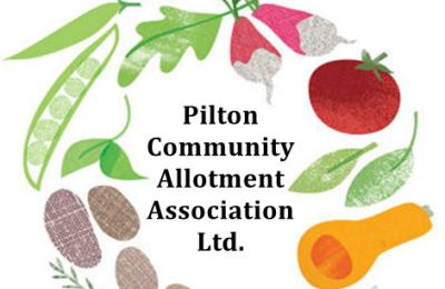 Pilton community allotment logo with wreath of vegetables
