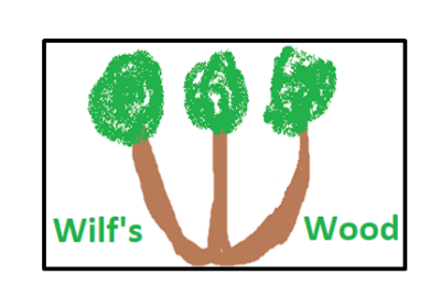 Wilfs wood logo - children's drawing of trees