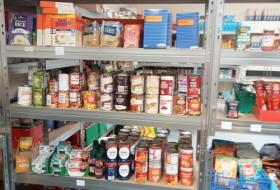 pantry store cupboard foods on shelving